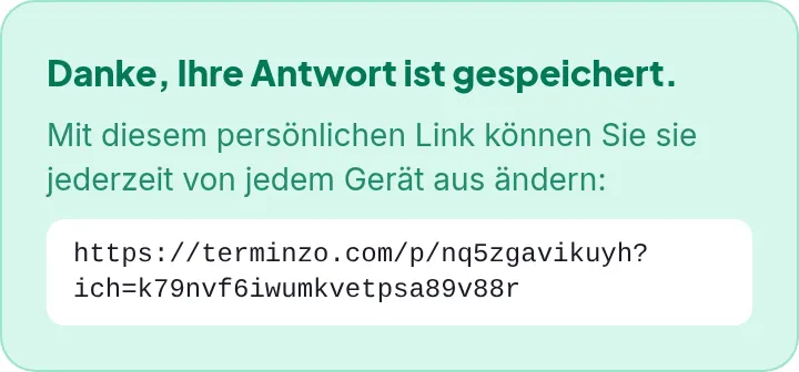 Bildschirmfoto: Sich eintragen oder abstimmen